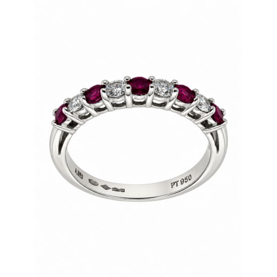 Pre Owned Platinum Ruby and Diamond Eternity Ring ZC128